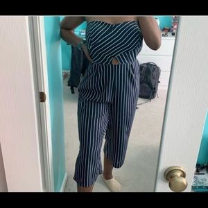 Striped Strapless Jumpsuit